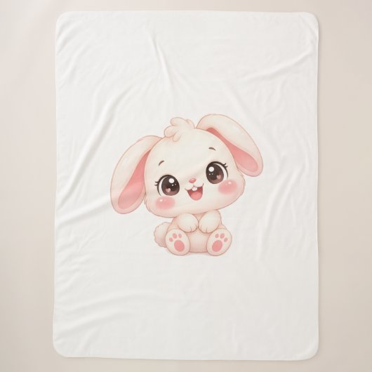 Couverture Sherpa Lapin bébé endormi (Devant)
