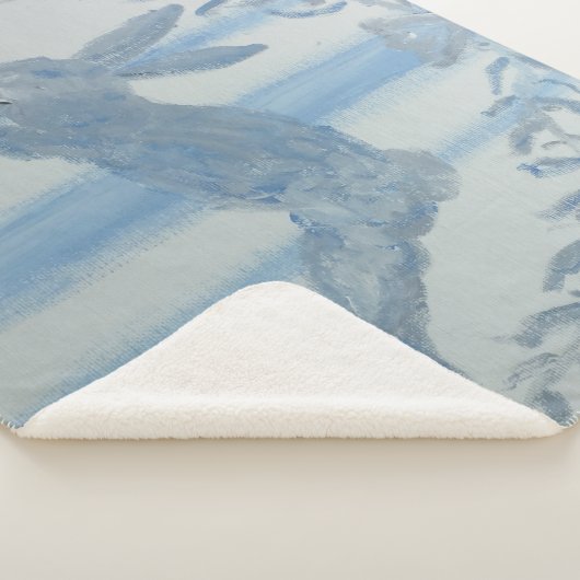 Couverture Sherpa Lapin Bleu Rustique (3/4)