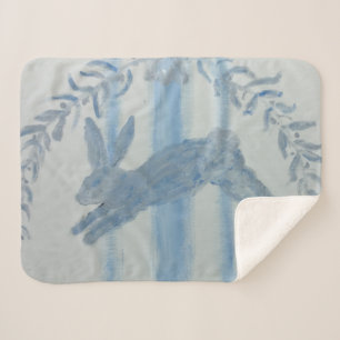 Couverture Sherpa Lapin bleu rustique