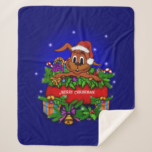 Couverture Sherpa Lapin de Noël (Devant)
