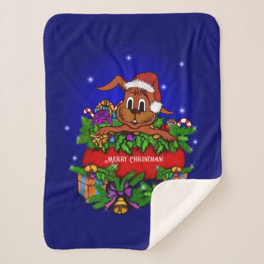 Couverture Sherpa Lapin de Noël (Devant)