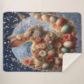 Couverture Sherpa Lapin de Pâques en fleurs (Devant (Horizontal))