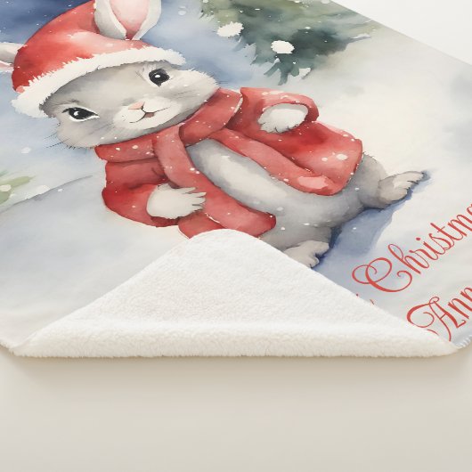 Couverture Sherpa Lapin Lapin Noël personnalisé (3/4)