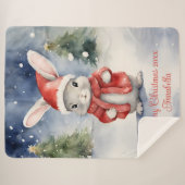 Couverture Sherpa Lapin Lapin Noël personnalisé (Devant (Horizontal))