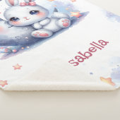 Couverture Sherpa lapin mignon et lune croissant (3/4)