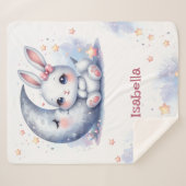 Couverture Sherpa lapin mignon et lune croissant (Devant (Horizontal))