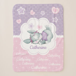 Couverture Sherpa Lapin nommé fait sur commande adorable de sommeil