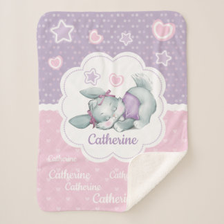Couverture Sherpa Lapin nommé fait sur commande adorable de sommeil