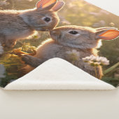 Couverture Sherpa Lapins Adorables dans le Pré de Printemps Design (3/4)