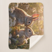 Couverture Sherpa Lapins Adorables dans le Pré de Printemps Design (Devant)