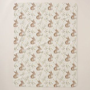 Couverture Sherpa Lapins de Pâques Fleurs de Marguerite