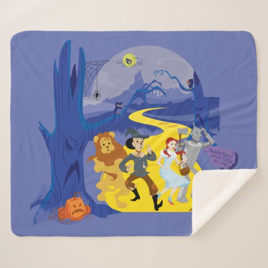 Couverture Sherpa L'Assistant D'Oz™ | Forêt hantée d'Halloween (Devant (Horizontal))