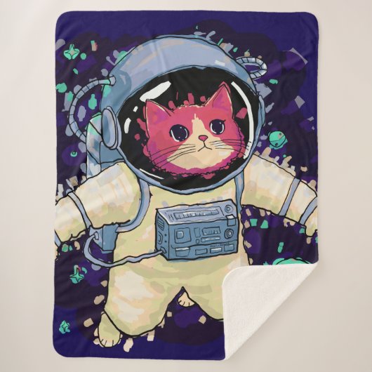 Couverture Sherpa L'astronaute Chat coloré (Devant)