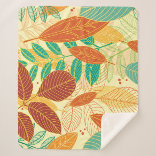 Couverture Sherpa L'automne laisse un Motif sans couture