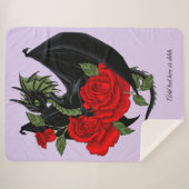 Couverture Sherpa Lavande de roses rouges de dragon noir (Devant (Horizontal))