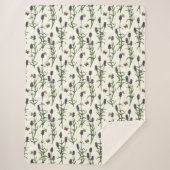 Couverture Sherpa Lavande et papillons sur blanc (Devant)
