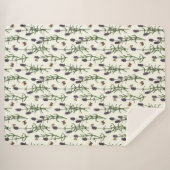 Couverture Sherpa Lavande et papillons sur blanc (Devant (Horizontal))