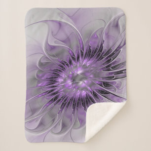 Couverture Sherpa Lavande Fleur Dream Moderne Abstrait Fractal Art