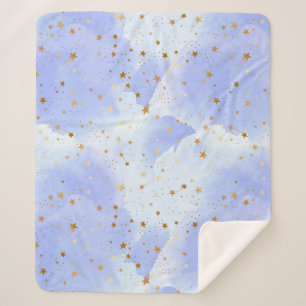 Couverture Sherpa Lavendar Golden Star Motif