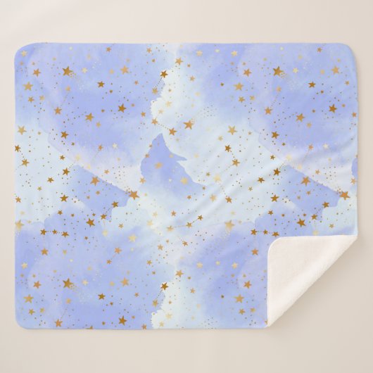 Couverture Sherpa Lavendar Golden Star Motif (Devant (Horizontal))