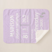 Couverture Sherpa Lavender Cute Baby born Stats (Devant (Horizontal))