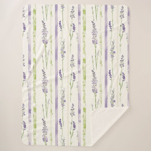 Couverture Sherpa Lavender Stripes Floral Birthday (Devant)