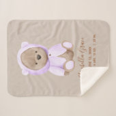 Couverture Sherpa Lavender Teddy Bear Bébé statistiques de naissance (Devant (Horizontal))