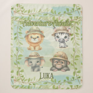 Couverture Sherpa L'aventure Attend Personnalisez Safari Bois Bébé