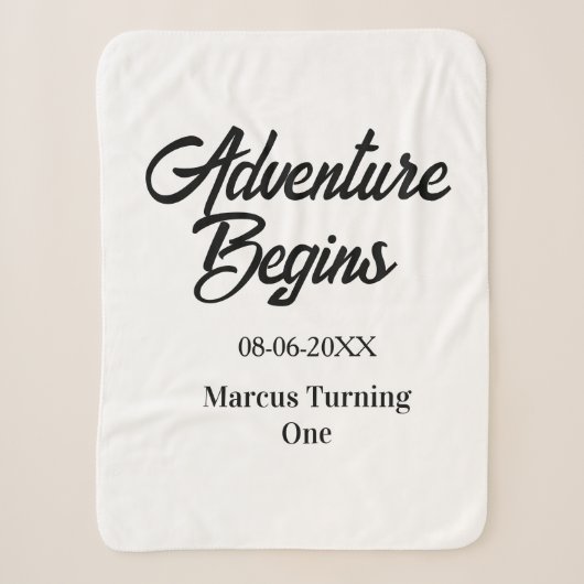 Couverture Sherpa L'aventure commence 1er anniversaire nom date simp (Devant)