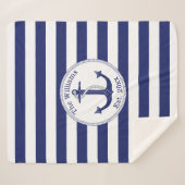 Couverture Sherpa Le bleu marine nautique d'Ancre barre le nom de (Devant (Horizontal))