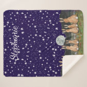 Couverture Sherpa Le lapin dans la lune Marine Blue Night Sky Custom (Devant (Horizontal))