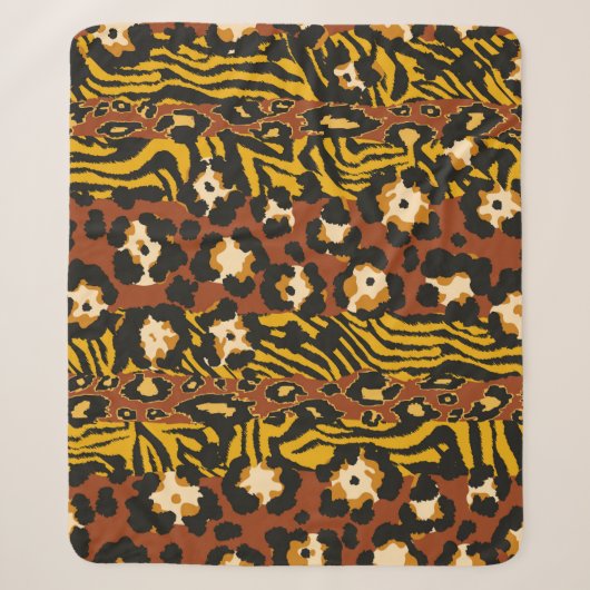 Couverture Sherpa Le patchwork de léopard et de peaux de tigres sauv (Devant)