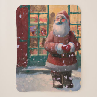 Couverture Sherpa Le Père Noël devant la boutique de jouets AI Art