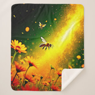 Couverture Sherpa Le pollen doré des abeilles explose Joy Design
