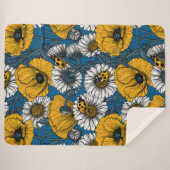 Couverture Sherpa Le pré en jaune et bleu (Devant (Horizontal))