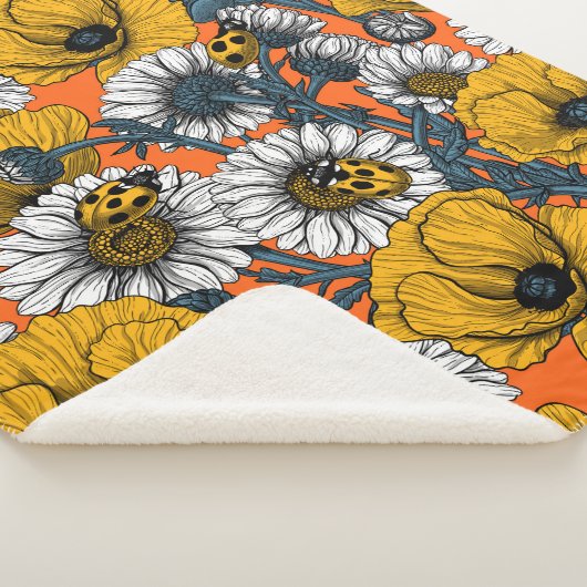 Couverture Sherpa Le pré en jaune et bleu (3/4)