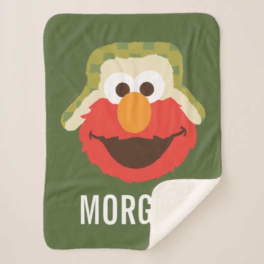Couverture Sherpa Le visage d'Elmo Woodland | Ajouter Votre Nom (Devant)
