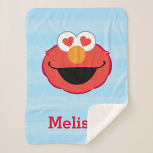 Couverture Sherpa Le visage souriant d'Elmo Ajouter Votre Nom