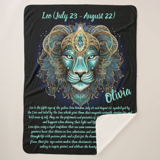 Couverture Sherpa Leo Zodiac – Radiant Strength and Solar Majesty (Devant)