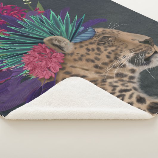 Couverture Sherpa Leopard avec tête tropicale (3/4)