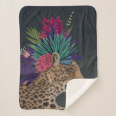 Couverture Sherpa Leopard avec tête tropicale (Devant)