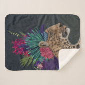 Couverture Sherpa Leopard avec tête tropicale (Devant (Horizontal))