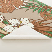 Couverture Sherpa Léopard fourrure tropicale feuille fleurs d'hibisc (3/4)