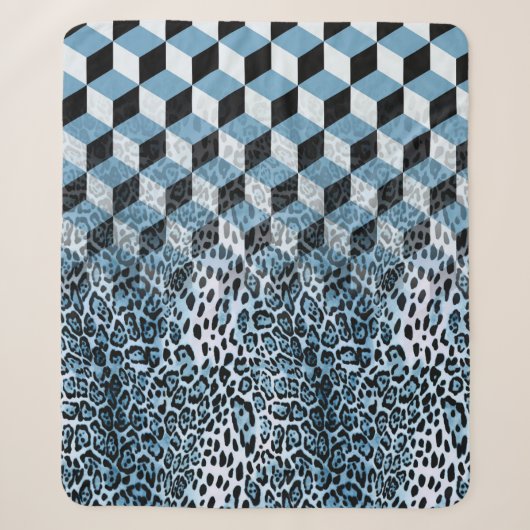 Couverture Sherpa Léopard Géométrique, Design de peau animale. (Devant)