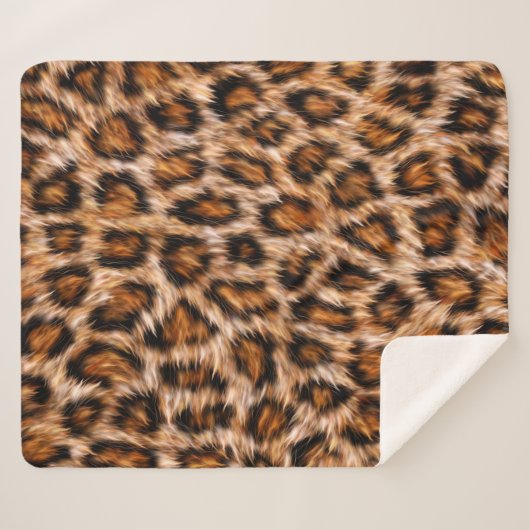 Couverture Sherpa Leopard Jaguar Chat fourrure Brown Motif-24609 (Devant (Horizontal))