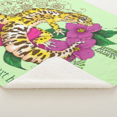 Couverture Sherpa Léopard jaune Gecko Vert (3/4)