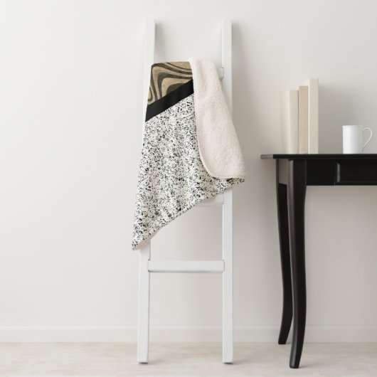 Couverture Sherpa Léopard noir Abstrait en marbre (En situation)