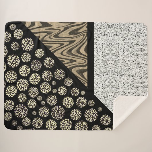 Couverture Sherpa Léopard noir Abstrait en marbre (Devant (Horizontal))