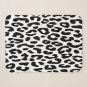 Couverture Sherpa Léopard Noir et Blanc Classique (Devant (Horizontal))