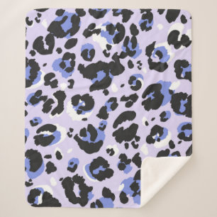 Couverture Sherpa Leopard pattern seamless. Purple leo skin texture.